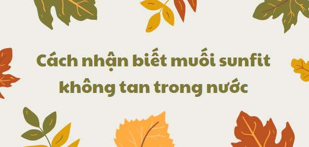 Cách nhận biết muối sunfit không tan trong nước chi tiết nhất