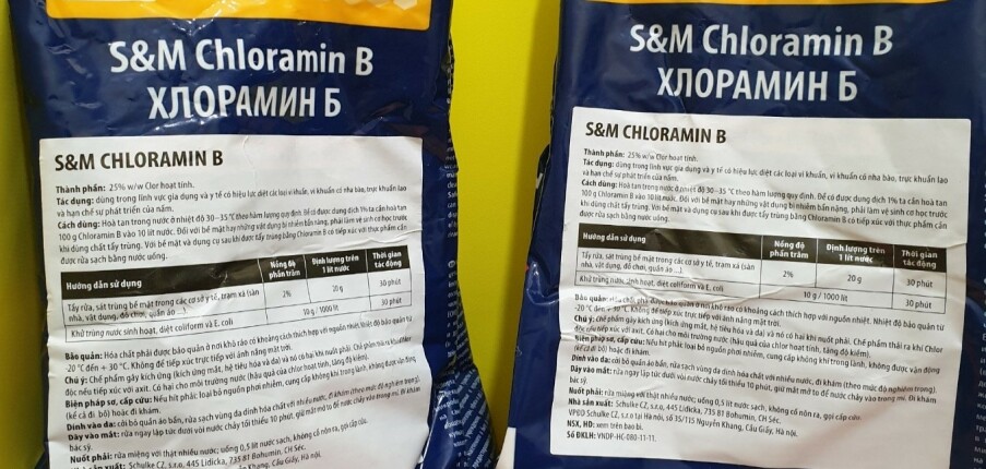 Hóa chất Chloramin B dạng bột gói 1 kg - Khử khuẩn nguồn nước bị ô nhiễm - Cách dùng