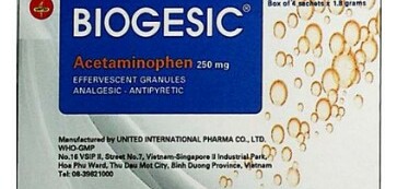 Thuốc cốm sủi Biogesic 250mg - Tác dụng giảm đau, hạ sốt - Cách dùng