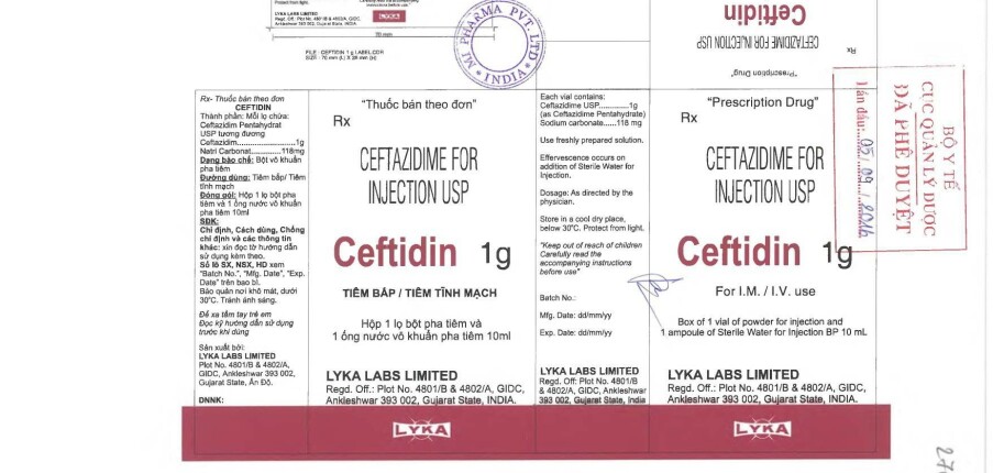 Thuốc Ceftidin - Điều trị nhiễm trùng - 1g/2g - Cách dùng