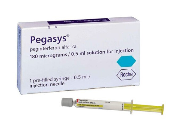 Pegylated Interferon (Pegasys) được tiêm mỗi tuần 1 lần, thường trong vòng 6 tháng - 1 năm. (nguồn: heposal.vn)