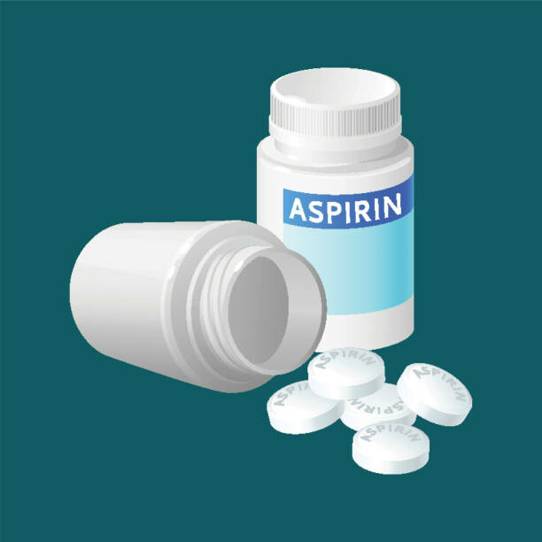 hình minh họa vectơ chai thuốc aspirin. thuốc chữa bệnh trong hộp nhựa - aspirin hình minh họa sẵn cóNguồn: iStock