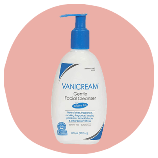 Vanicream Gentle Facial Cleanser in a white and blue pump bottle