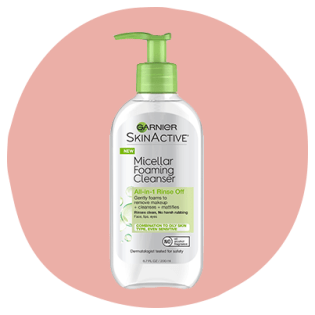 Garnier SkinActive Micellar Foaming Cleanser in a clear plastic pump bottle