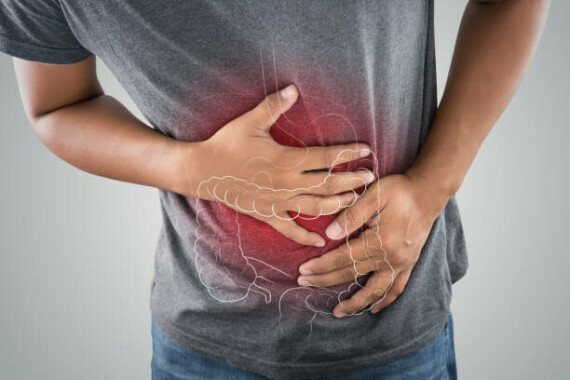 The photo of large intestine is on the man's body against gray background, People With Stomach ache problem concept, Male anatomy The photo of large intestine is on the man's body against gray background, People With Stomach ache problem concept, Male anatomy stomach pain stock pictures, royalty-free photos & imagesLecithin giúp cải thiện chức năng tiêu hóa  Nguồn: iStock