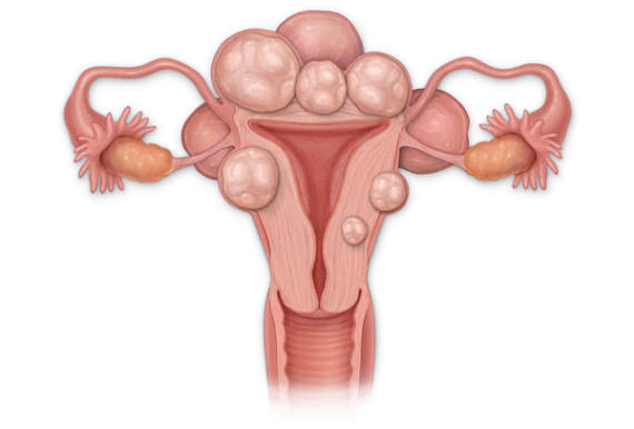 Nhiều khổi u xơ tử cung (nguồn ảnh: https://urology.co.za/)