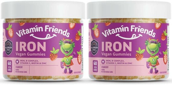Amazon.com: Vitamin Friends - Iron Supplements for Kids (2 Pack) B-Complex,  Vitamin C, Zinc, Biotin - Iron Gummies Support Healthy Body Function Iron  Levels - Vegan, Allergen Free… : Health & Household