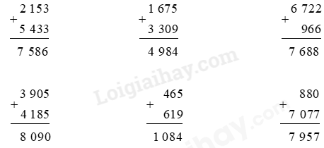 Toán lớp 3 trang 14, 15 Phép cộng các số trong phạm vi 10000 | Chân trời sáng tạo (ảnh 2)